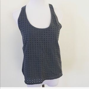 ZARA TOP, GREY EYELET, SIZE SMALL